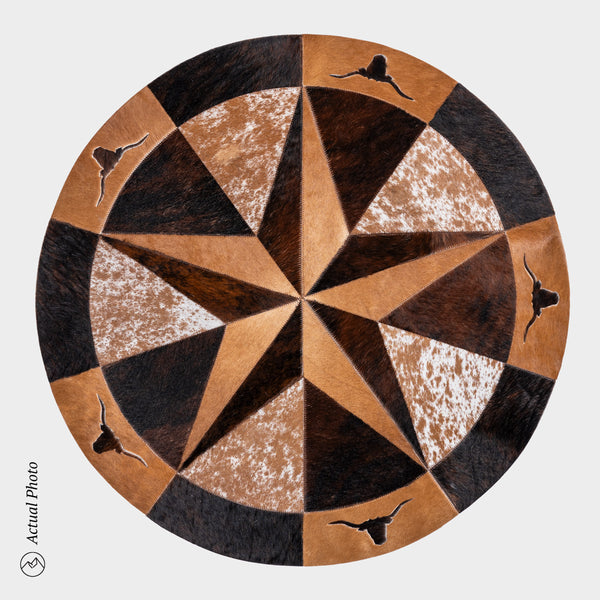 Texas Cowhide Star Round Rug Size 40 Inches S-122