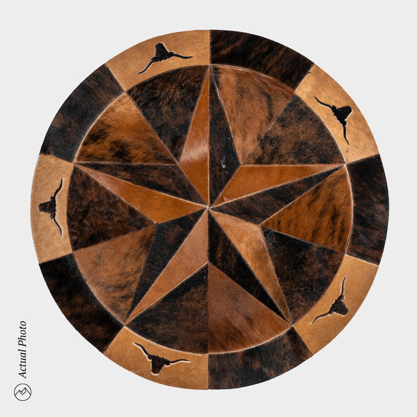 Texas Cowhide Star Round Rug Size 40 Inches S-123