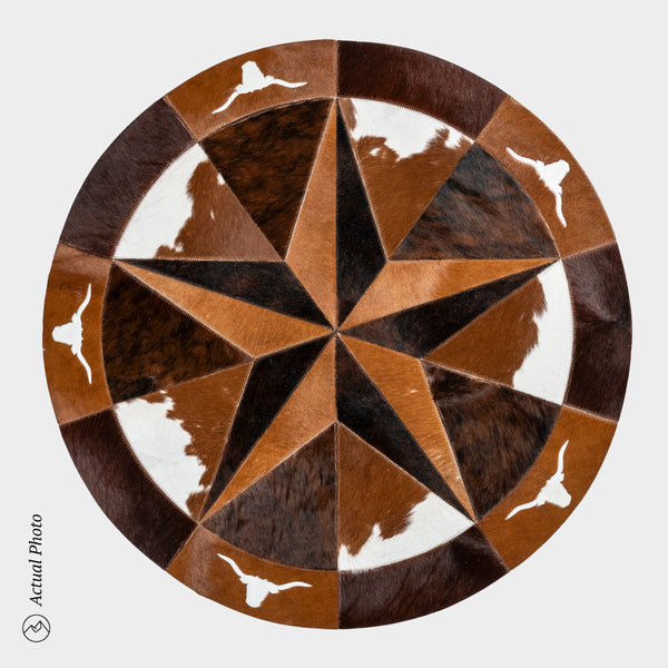 Texas Cowhide Star Round Rug Size 40 Inches S-124