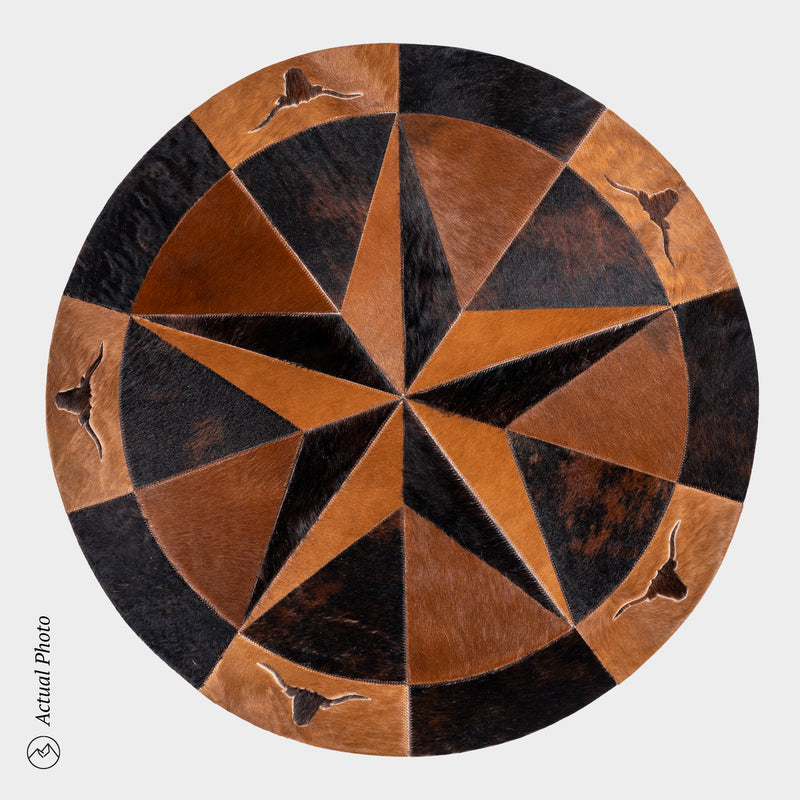 Texas Cowhide Star Round Rug Size 40 Inches S-126