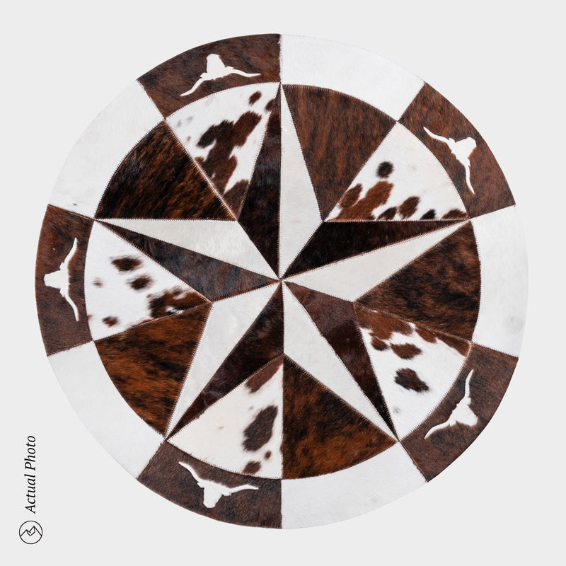 Texas Cowhide Star Round Rug Size 40 Inches S-128