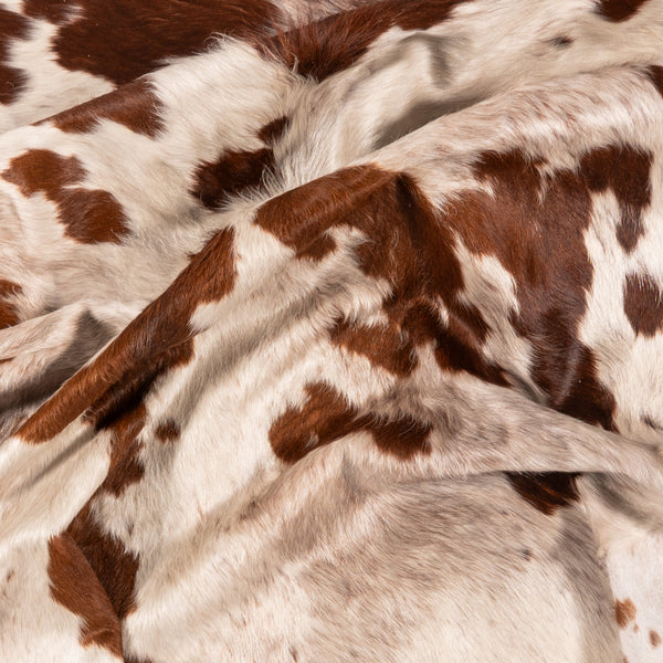 Vintage Brown and White Cowhide Rug Size 7'2" L x 6'8" W 8532