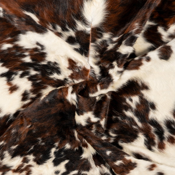 Vintage Tricolor Cowhide Rug Size 7' L x 5'3" W 8548