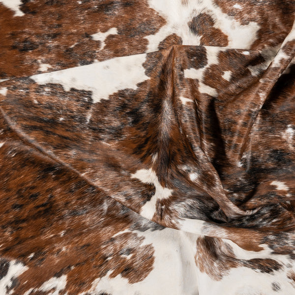 Vintage Tricolor Cowhide Rug Size 8' L x 7'3" W 8559