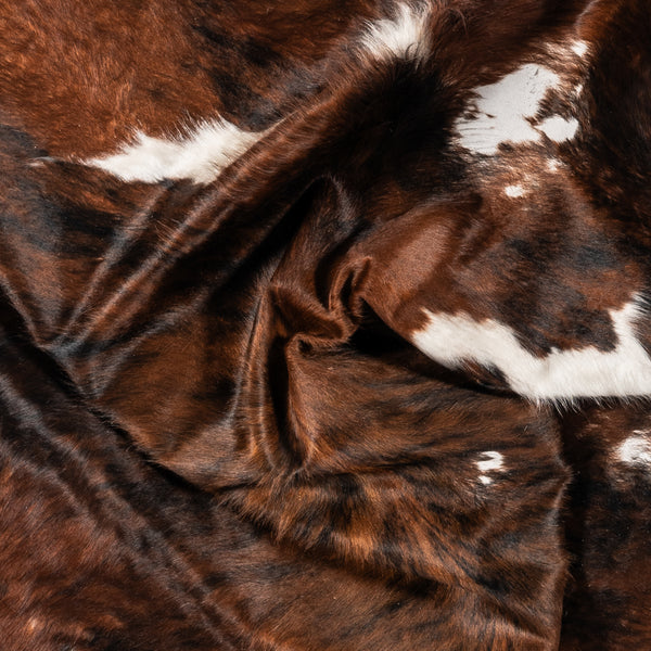 Vintage Tricolor Cowhide Rug Size 7'4" L x 6'6" W 8570