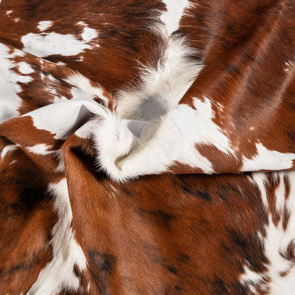 Vintage Tricolor Cowhide Rug Size 6'10" L x 6'6" W 8595