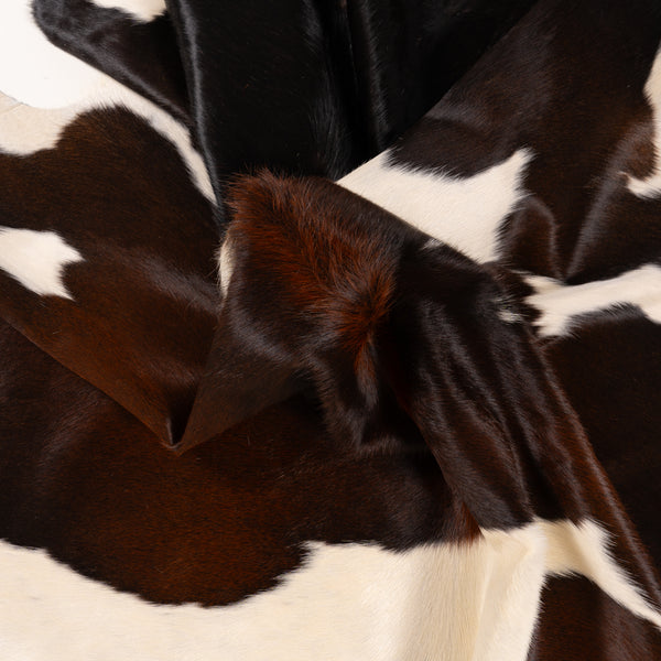 Brazilian Chocolate and White Cowhide Rug Size 6'10" L x 6'4" W 7676