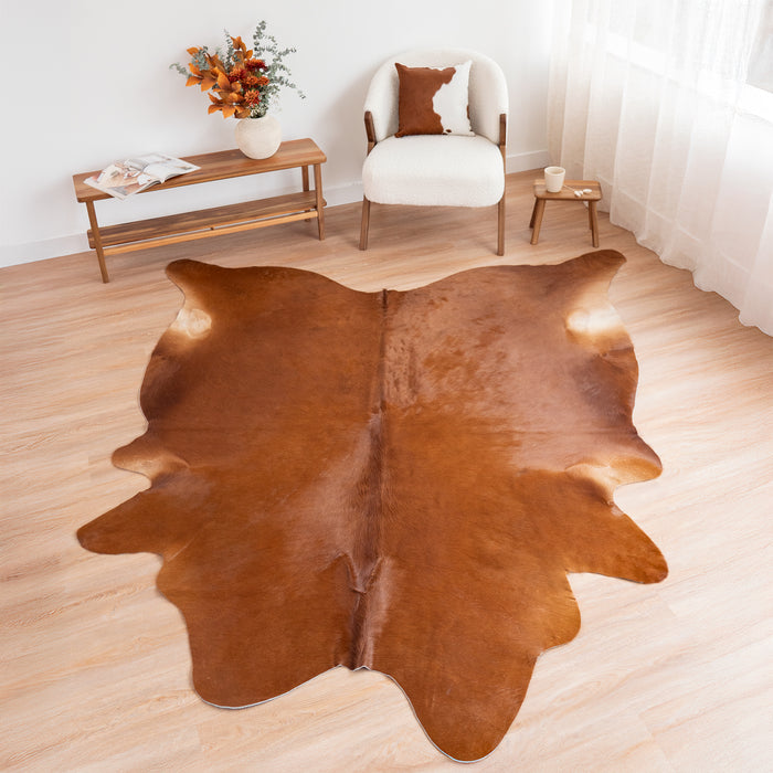 Solid Brown Cowhide Rug