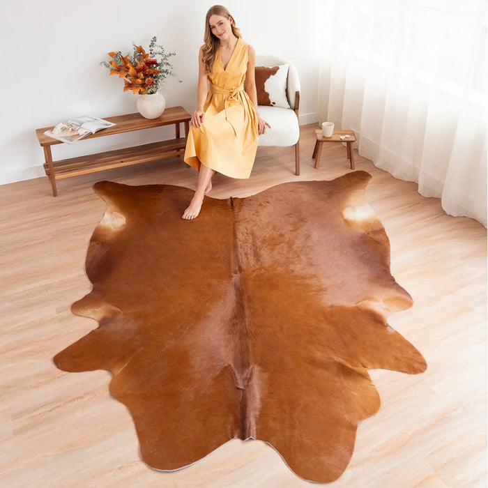 Solid Brown Cowhide Rug