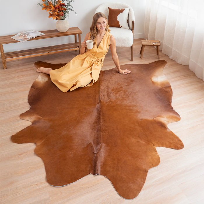 Solid Brown Cowhide Rug