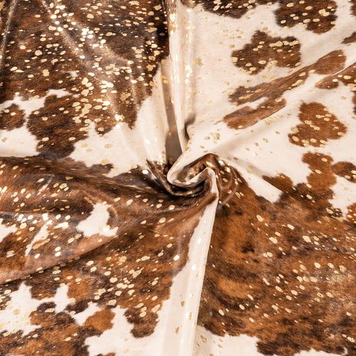 Brazilian Gold Metallic Cowhide Rug Size 8'1" L x 6'8" W 9004