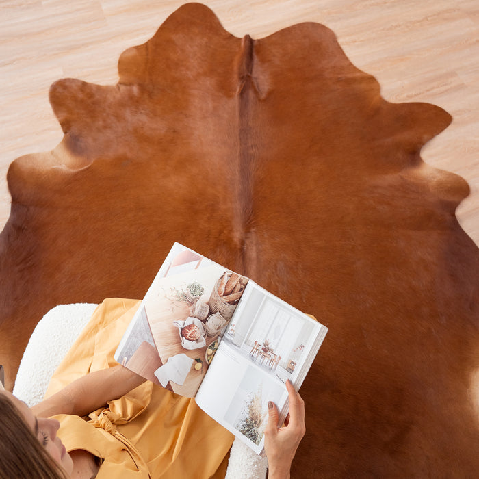 Solid Brown Cowhide Rug