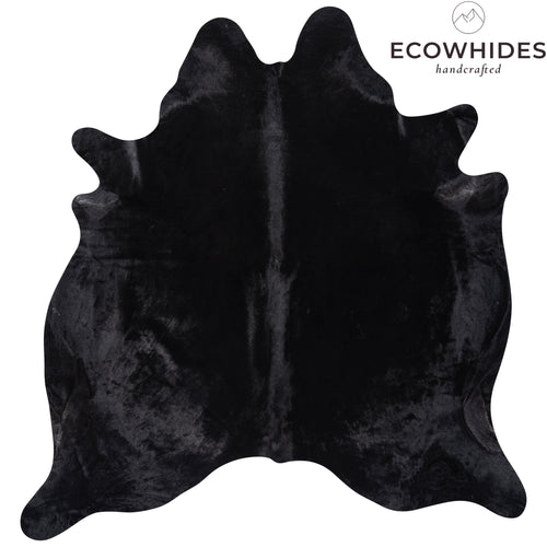 Brazilian Solid Black Cowhide Rug Size 6'8" L x 6'10" W 1501