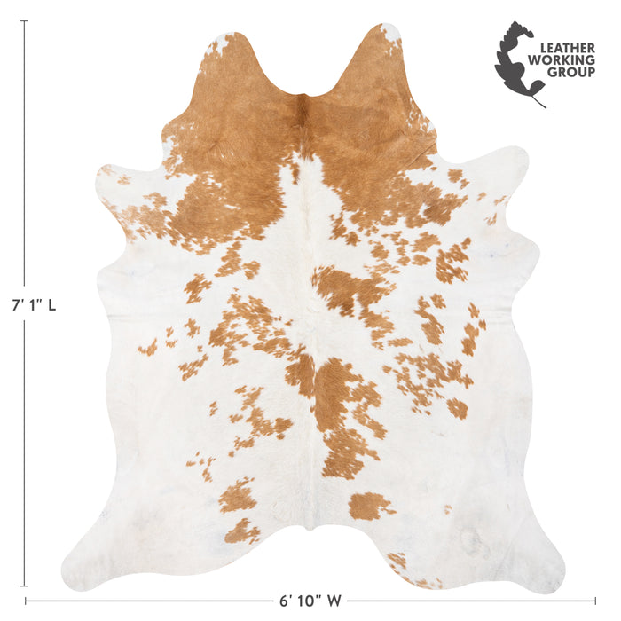 Brazilian Palomino and White Cowhide Rug Size 7'1" L x 6'10" W 2089