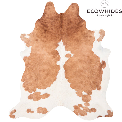 Brazilian Palomino and White Cowhide Rug Size 7'1" L x 6'4" W 2354