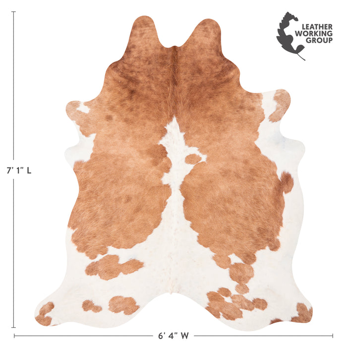 Brazilian Palomino and White Cowhide Rug Size 7'1" L x 6'4" W 2354