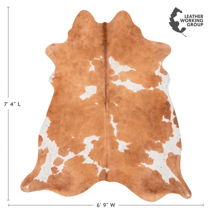 Brazilian Palomino and White Cowhide Rug Size 7'4" L x 6'9" W 2357