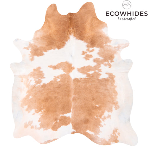Brazilian Palomino and White Cowhide Rug Size 7'2" L x 6'7" W 2358