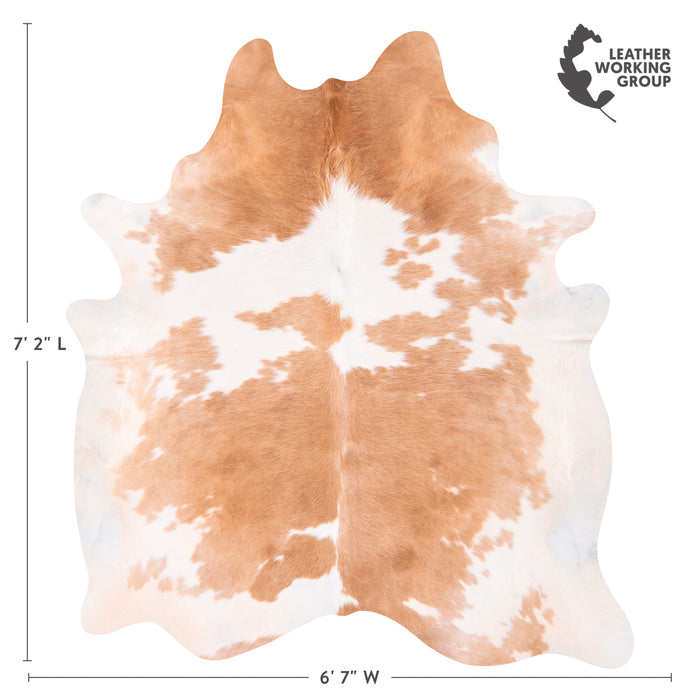 Brazilian Palomino and White Cowhide Rug Size 7'2" L x 6'7" W 2358