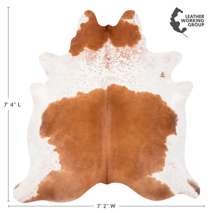 Brazilian Palomino and White Cowhide Rug Size 7'4" L x 7'2" W 2364