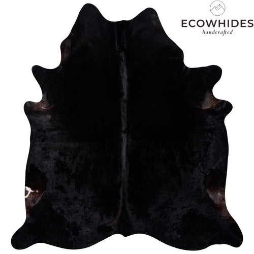 Brazilian Solid Black Cowhide Rug Size 7'3" L x 6'11" W 2370