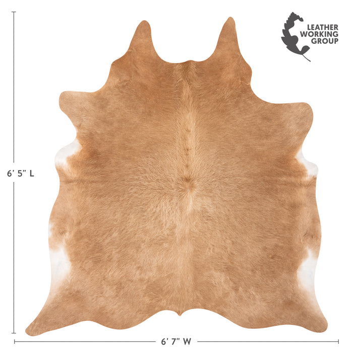 Brazilian Beige Cowhide Rug Size 6'5" L x 6'7" W 2518
