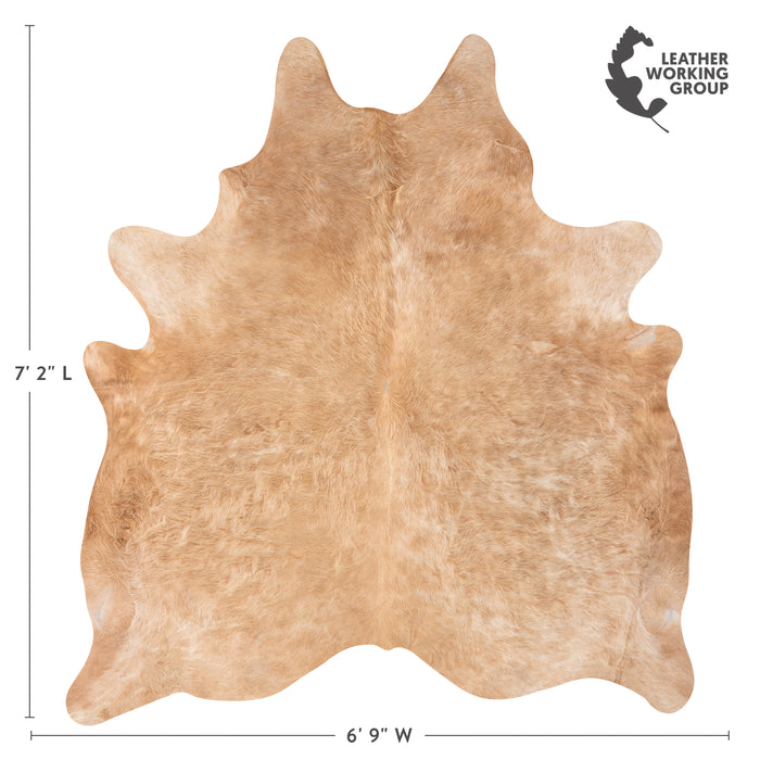 Brazilian Beige Cowhide Rug Size 7'2" L x 6'9" W 2526