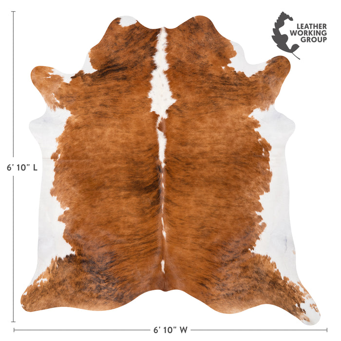 Brazilian Brindle White Belly and Backbone Cowhide Rug Size 6'10" L x 6'10" W 2582