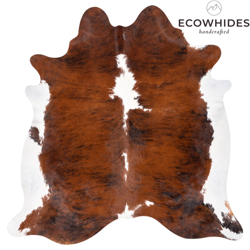 Brazilian Brindle White Belly and Backbone Cowhide Rug Size 6'6" L x 6'5" W 2599