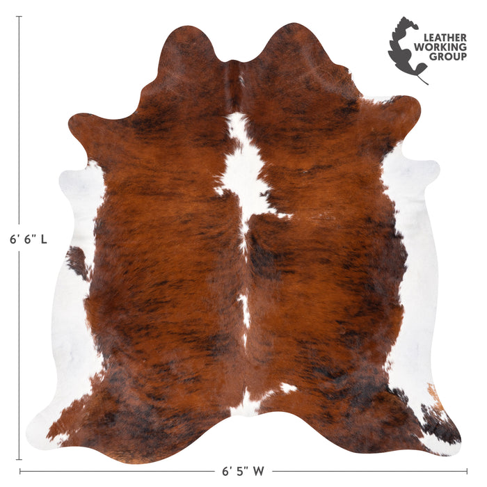 Brazilian Brindle White Belly and Backbone Cowhide Rug Size 6'6" L x 6'5" W 2599
