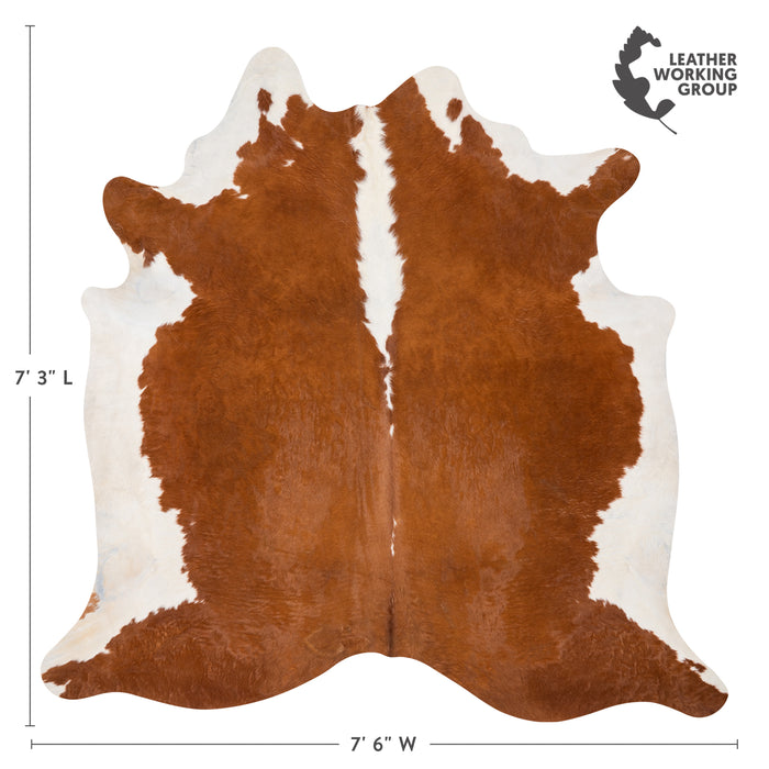 Brazilian Hereford Cowhide Rug Size 7'3" L x 7'6" W 2642