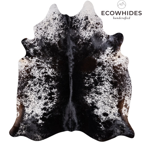 Brazilian Black Salt and Pepper Cowhide Rug Size 7'10" L x 6'5" W 3202