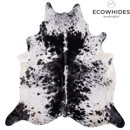 Brazilian Black Salt and Pepper Cowhide Rug Size 7'11" L x 7'6" W 3214