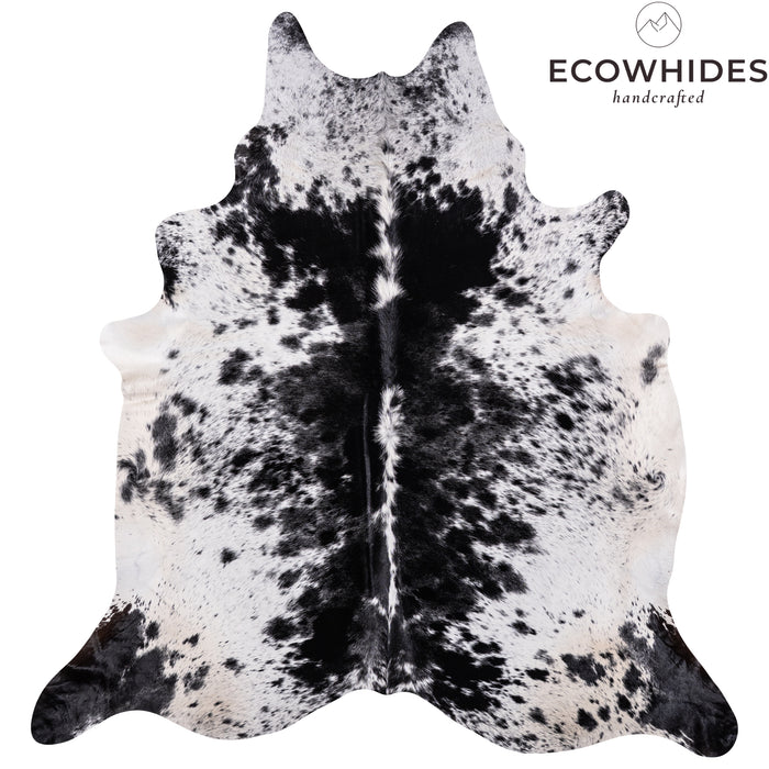 Brazilian Black Salt and Pepper Cowhide Rug Size 7'11" L x 7'6" W 3214