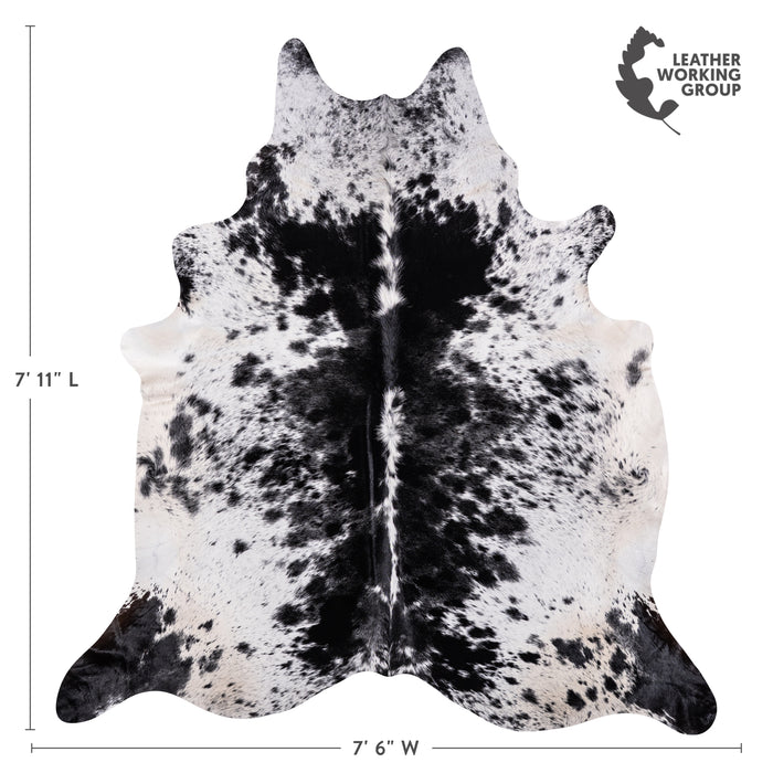 Brazilian Black Salt and Pepper Cowhide Rug Size 7'11" L x 7'6" W 3214