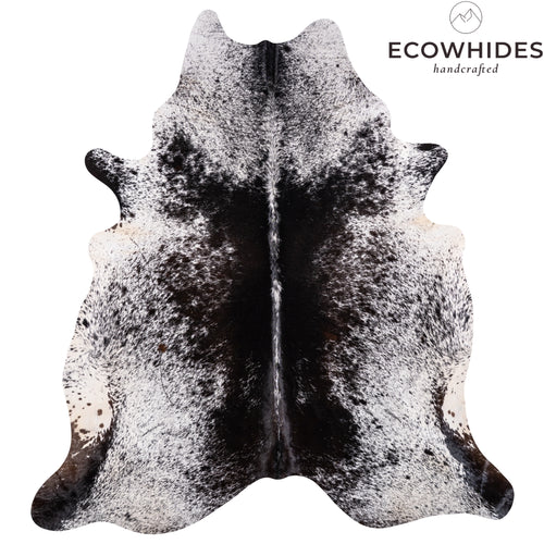 Brazilian Black Salt and Pepper Cowhide Rug Size 8'3" L x 7'5" W 3217