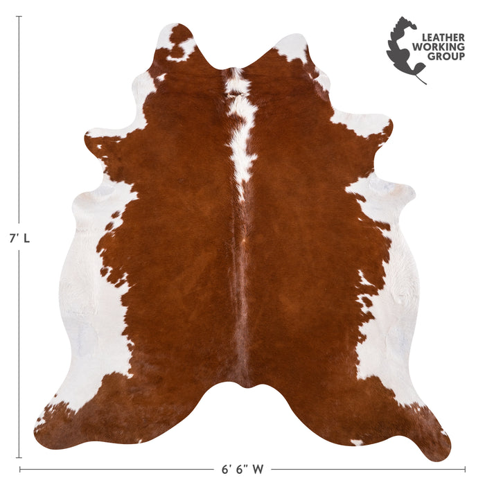 Brazilian Hereford Cowhide Rug Size 7'0" L x 6'6" W 3223