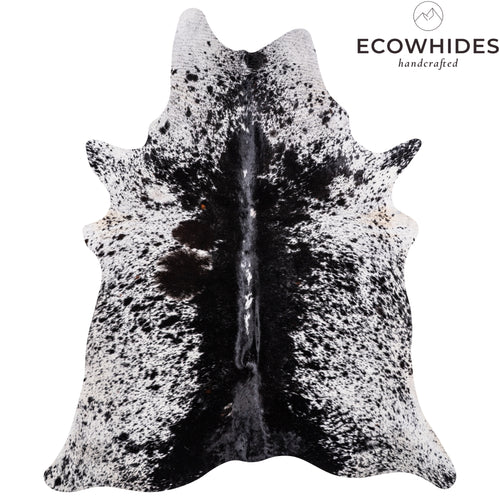 Brazilian Black Salt and Pepper Cowhide Rug Size 7'0" L x 5'11" W 3277