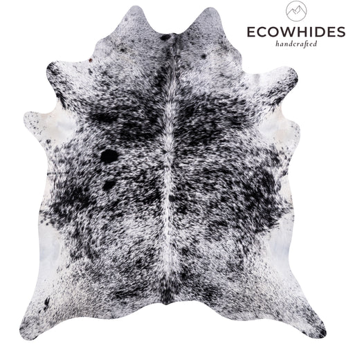 Brazilian Black Salt and Pepper Cowhide Rug Size 7'2" L x 6'6" W 3281