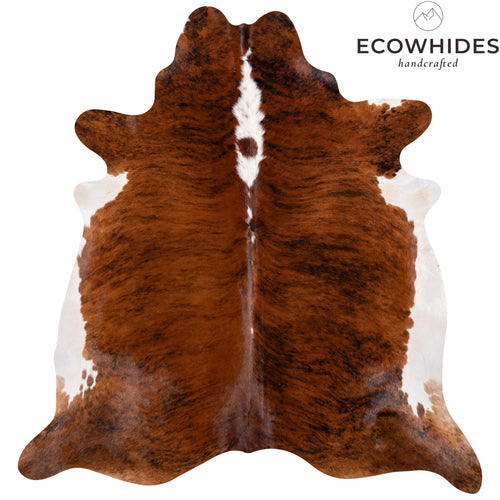 Brazilian Brindle White Belly and Backbone Cowhide Rug Size 7'0" L x 6'5" W 3329