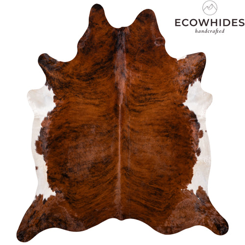 Brazilian Brindle White Belly Cowhide Rug Size 7'8" L x 6'10" W 3339