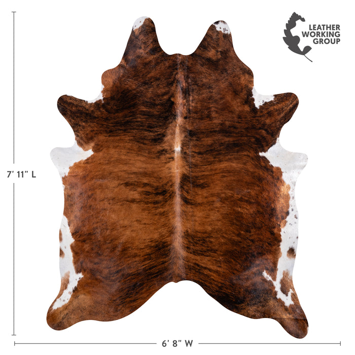 Brazilian Brindle White Belly Cowhide Rug Size 7'11" L x 6'8" W 3341