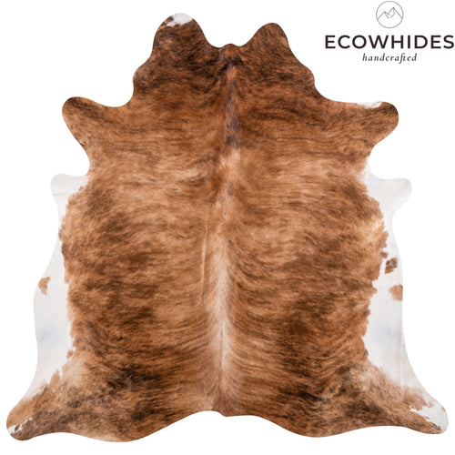 Brazilian Brindle White Belly Cowhide Rug Size 6'11" L x 7'3" W 3342