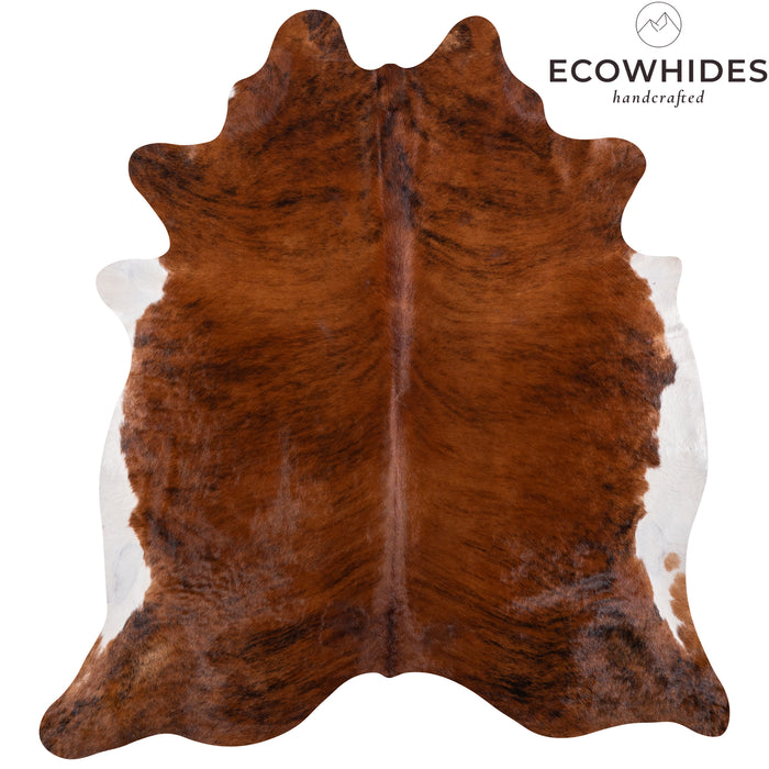 Brazilian Brindle White Belly Cowhide Rug Size 7'6" L x 7'1" W 3344