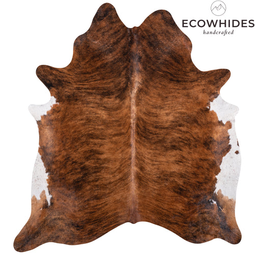 Brazilian Brindle White Belly Cowhide Rug Size 7'3" L x 6'9" W 3345