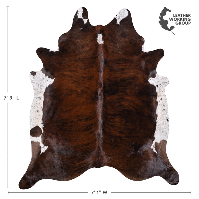 Brazilian Brindle White Belly Cowhide Rug Size 7'9" L x 7'1" W 3348