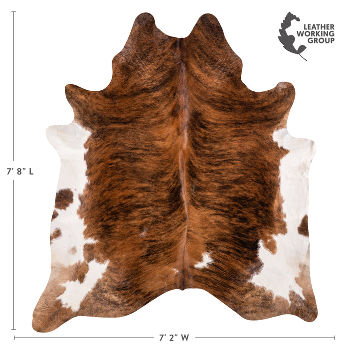 Brazilian Brindle White Belly Cowhide Rug Size 7'8" L x 7'2" W 3349