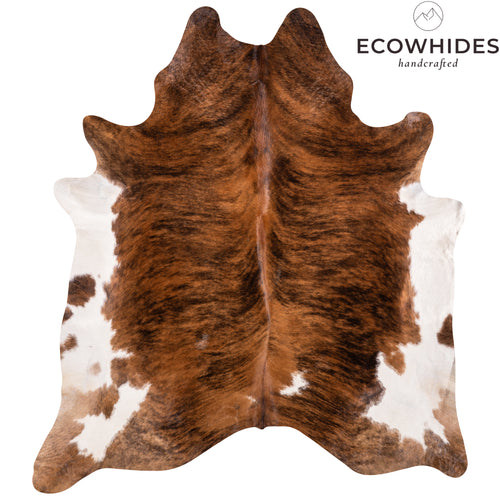 Brazilian Brindle White Belly Cowhide Rug Size 7'8" L x 7'2" W 3349