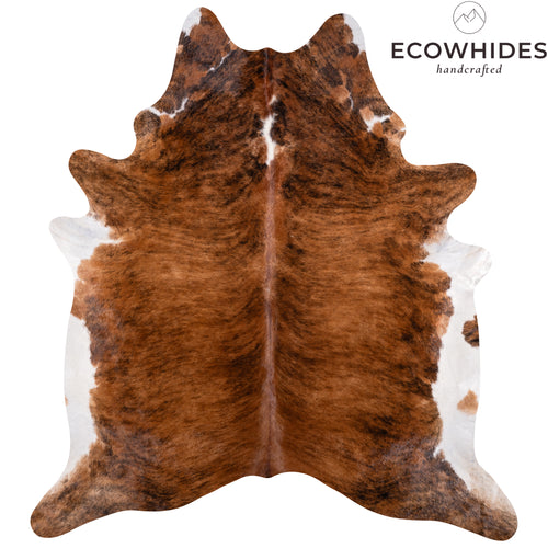 Brazilian Brindle White Belly Cowhide Rug Size 7'8" L x 8'4" W 3355