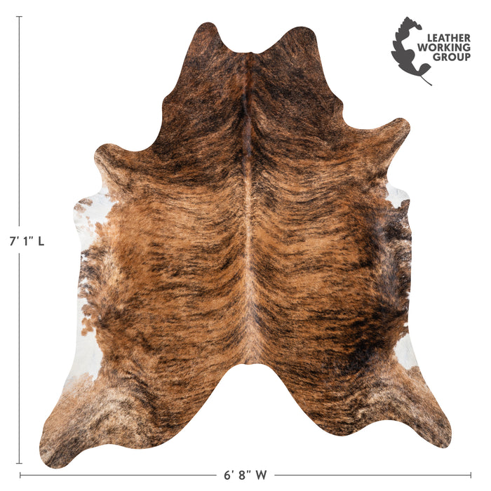 Brazilian Brindle Cowhide Rug Size 7'1" L x 6'8" W 3393